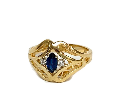 Vintage Marquise Sapphire & Diamond Ring