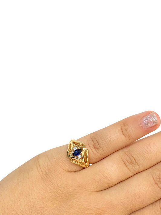 Vintage Marquise Sapphire & Diamond Ring