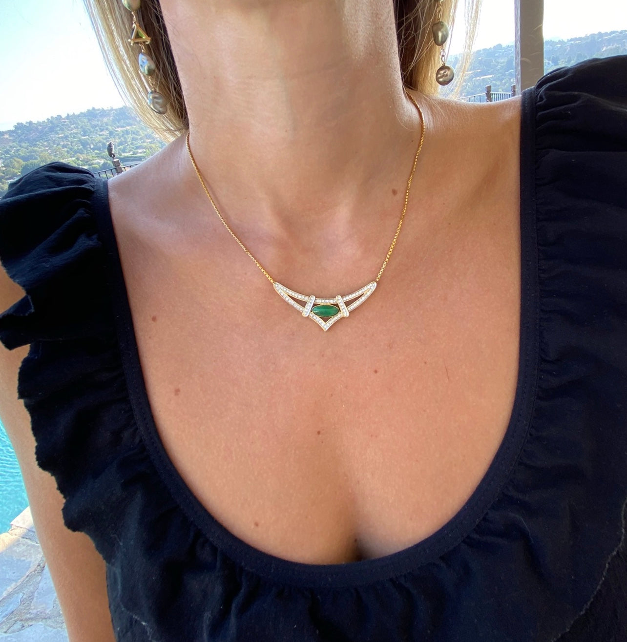 Vintage Jade & Diamond Necklace