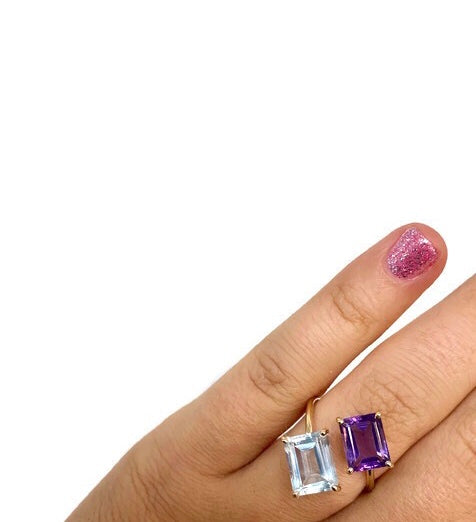 Amethyst & Blue Topaz Wrap Ring