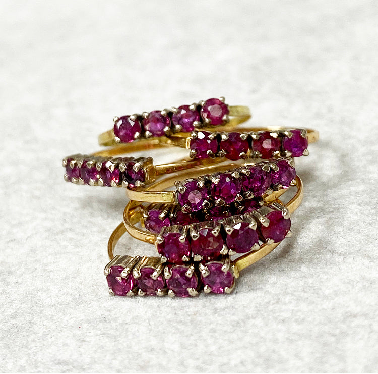 Mini Ruby 14k Gold Rings