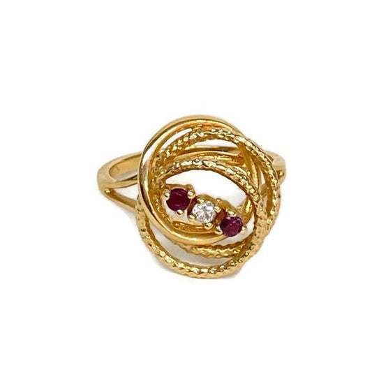 Ruby and Diamond Vintage Circle Ring