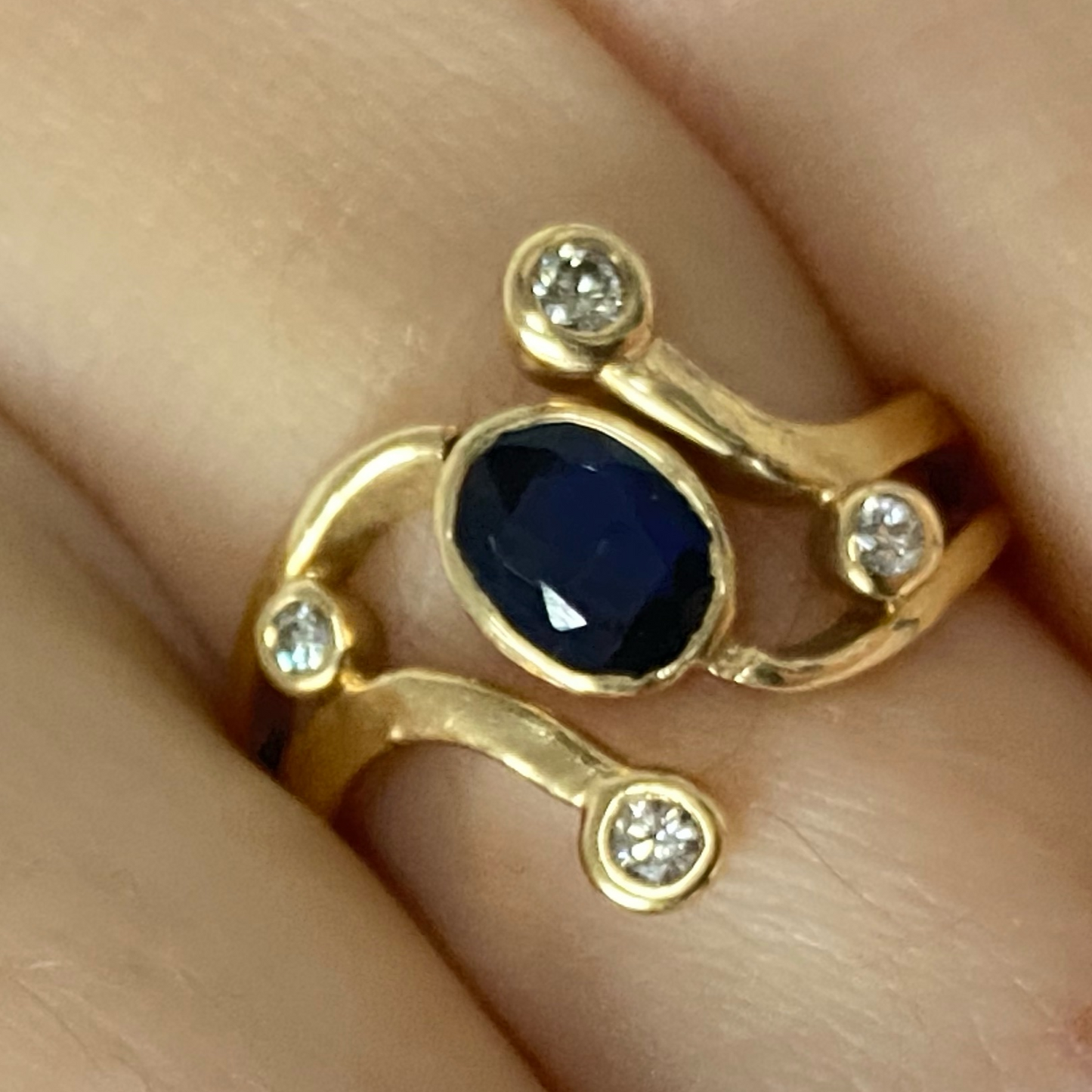 Sapphire Oval and Diamond Vintage Ring