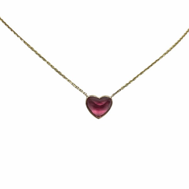 Pink Tourmaline Bezel Heart Pendant