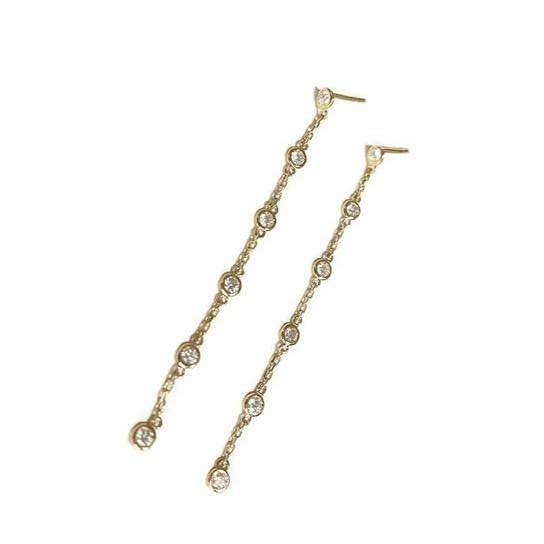 Diamond and Chain Hanging Earrings