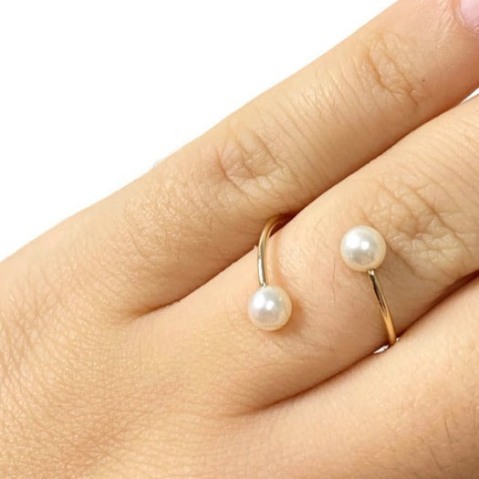 Akoya Pearl Open Gold Ring