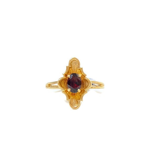 Red Garnet and Yellow Gold 14k