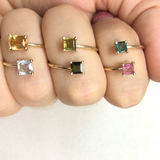 Mini Wrap Ring Blue Topaz and Yellow Citrine