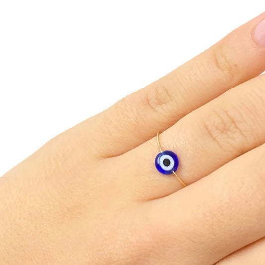 Blue Evil Eye Gold Ring