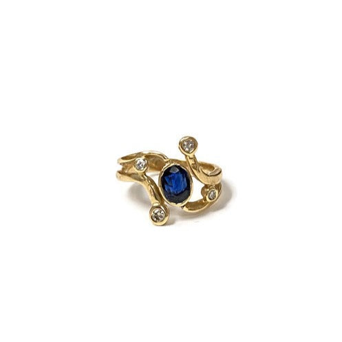 Sapphire Oval and Diamond Vintage Ring