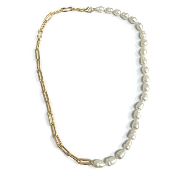 Smiley Half Pearl Half Chain Necklace | Pearls, Silver chain necklace,  Necklace