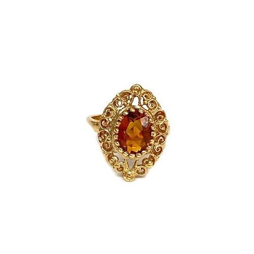 Oval Citrine Vintage Gold Ring