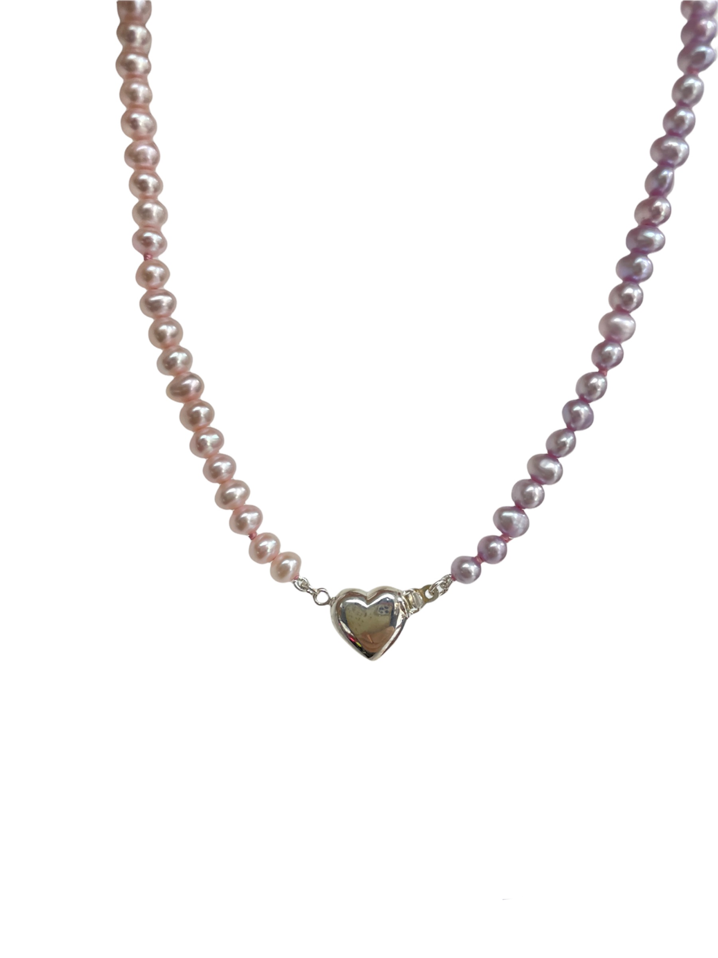 Color Block Pearl Heart Necklace